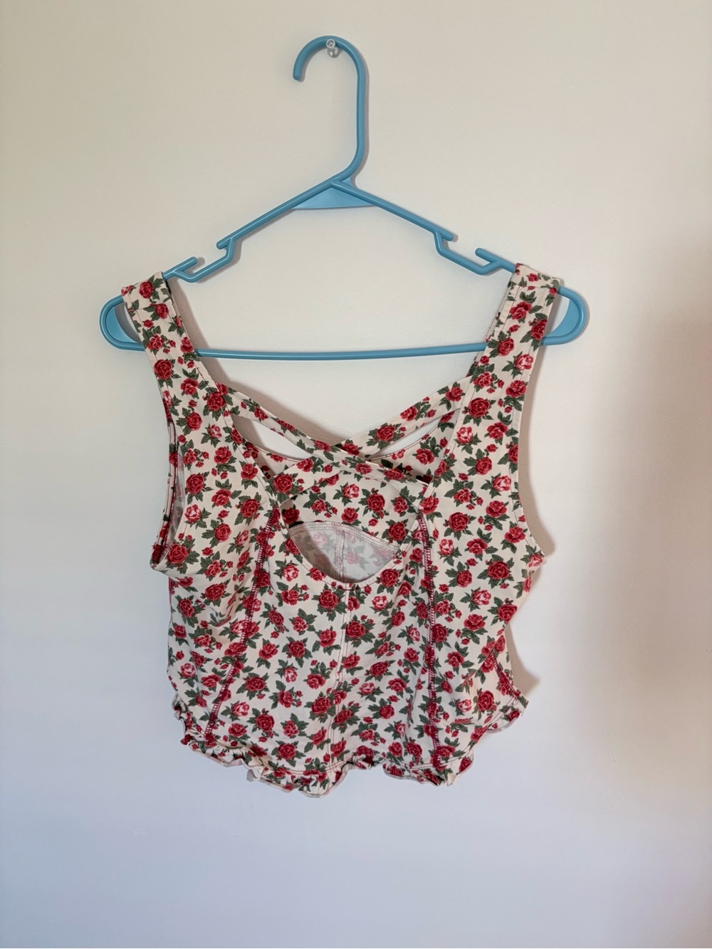 Free People Melanie Tank - Ivory Rose Floral Crop Top - Size Medium - Picture 3 of 3